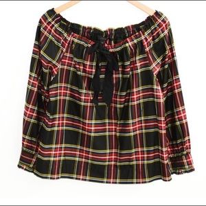 J. crew plaid off shoulder blouse